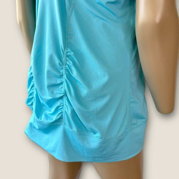 Zella Athletic Racerback Ruched Back Tank Top Gym Activewear Size L Long Blue - Picture 13 of 16